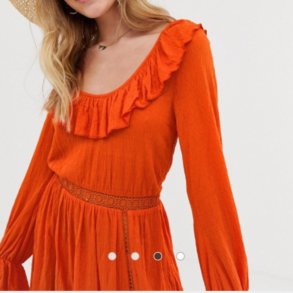 ASOS Design Extreme Scoop Neck Sundress Lace Trim - Picture 4 of 8
